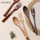 GobekUsa 2-Piece Wooden Fork and Spoon Set | Korean-Inspired Tableware for Desserts and Rice
