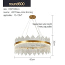 GobekUsa Crystal Rod Round Chandelier: Modern Nordic Light for Living Room, Bedroom, Dining Room, Kitchen