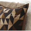 GobekUsa Geometric Brown Leather Splicing Throw Pillow Cover 45x45cm Luxe Square Cushion Case
