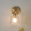 GobekUsa Clear Glass LED Wall Sconce with Pull Chain Switch, Brass E27, Bedroom Reading Light