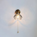 GobekUsa Gray Glass LED Wall Lights, Pull Chain Switch, Modern Nordic Design
