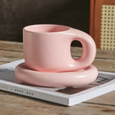 GobekUsa Ink Splash Ceramic Mug Set with Oval Plate - 400ml Capacity