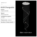 GobekUsa Crystal Chandelier for High Ceilings Living Room - Modern Luxury Spiral Stair Pendant Lamp