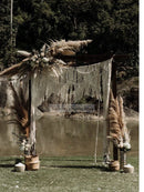 GobekUsa Cotton Macrame Wedding Backdrop Curtain with Tassel | Boho Wall Tapestry