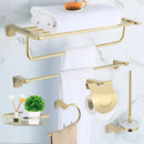 GobekUsa Gold Bathroom Hardware Set: Towel Rack, Shelf, Paper Holder, Towel Holder, Toilet Brush Holder