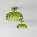 GobekUsa Green Glass LED Ceiling Light Modern Iron Copper Lampara Techo for Home Decor