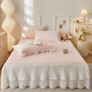 GobekUsa Lace Ruffles Cooling Bed Skirt Set with Pillowcases