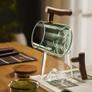 GobekUsa Glass Tea Cup Set with Wood Handle: High Quality & Heat Resistant Puer Cups