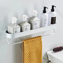 GobekUsa Alumium Bathroom Shelf with Towel Bar and Corner Storage Shelf