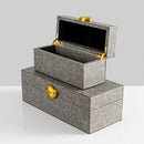 GobekUsa Golden Stone Handle Leather Jewelry Box: Elegant Desktop Storage Container for Home Decor