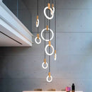 GobekUsa LED Stair Chandelier: Modern Nordic Ceiling Pendant Lamps & Bedroom Wood Lights