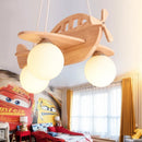 GobekUsa Kids Wood Airplane Chandelier LED Nursery Aircraft Suspension Lights