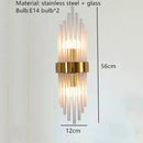 GobekUsa Clear Crystal LED Wall Lamp Stainless Steel Sconces for Bedroom Dining Room
