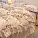 GobekUsa Korean Princess Floral Print Bedding Set in Washed Cotton for Girls
