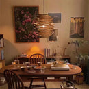 GobekUsa Bamboo Birdnest Pendant Light for Dining Room, Handmade Wicker Lamp for Kitchen Bar & Living Room