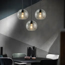 Smoky Gray Glass Globe Pendant Light With Iron Finish