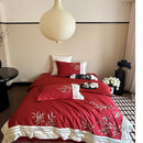 GobekUsa Bamboo Embroidery 1000TC Egyptian Cotton Bedding Set in Luxury Dark Blue