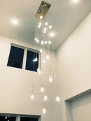 GobekUsa Crystal Chandelier: Modern LED Water Droplet Staircase Light