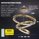 GobekUsa Crystal Led Chandelier: Modern Luxury K9 Ring Dimmable Circle Hanging Lamp - Bedroom Living Dining Room Lighting