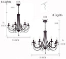 GobekUsa Black Iron Chandelier with Crystal Pendant for Home Lighting