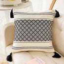 GobekUsa Blue Diamond Jacquard Tassel Cushion Cover 45x45cm