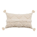 GobekUsa Boho Beige White Tufted Tassel Pillow Cover Set