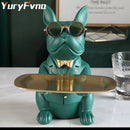 GobekUsa French Bulldog Figurine Tray Sculpture Coin Bank Home Decor Statue