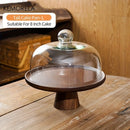 GobekUsa Japanese Wooden Cake Tray with Glass Lid | Kitchen Food Storage Box