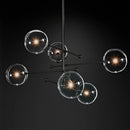 GobekUsa Black Gold Glass LED Chandelier for Living Room Bedroom Restaurant