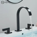 GobekUsa Crystal Handle Gold Bathroom Basin Faucet Three Hole Mixer for Bathtub