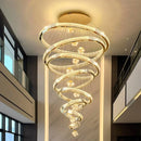 Modern Crystal Ring Staircase Chandelier Pendant Light