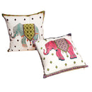 GobekUsa Ethnic Flower Elephant Pillowcase, Hand-Embroidered Boho Cushion Cover