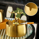 GobekUsa Golden Deer Stainless Steel Ashtray | Smoking Accessories Weed Ash Tray Boyfriend Gift