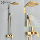 GobekUsa 8" Square Rainfall Shower Faucet Set with Handshower - Wall Mount Single Handle