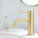 GobekUsa Brushed Gold Basin Faucet: Solid Brass Bathroom Mixer Tap for Hot & Cold Water