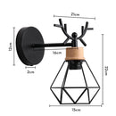 GobekUsa Black Wooden Wall Light Modern E27 LED Sconce Living Room Decor