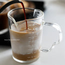 GobekUsa Espresso Glass Cup with Wooden Handle & Measuring Cup Milk Latte Jug