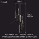 GobekUsa Crystal Chrome LED Chandelier: Elegant Duplex Stair Lighting for Modern Interiors