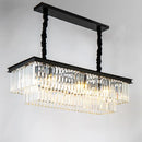 GobekUsa Gold Black Metal LED Chandelier with K9 Crystal - Retro Square Chain Pendant Lighting