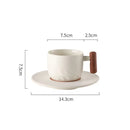 GobekUsa 130ml Blue Ceramic Retro Coffee Cup with Saucer, Wooden Handle