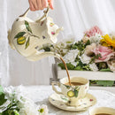 GobekUsa Lemon Pattern Porcelain Tea Set: Teapot, Kettle, Handle Cup, Mugs