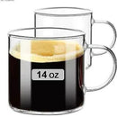 GobekUsa Glass Handle Coffee Cup Set, Cold & Low Temp Resistant, Transparent Tea Cups
