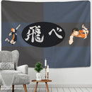 GobekUsa Haikyuu Black White Letters Tapestry Wall Hanging - Psychedelic Home Decor