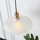 Japanese Brass Semi-Circle Glass Pendant Light