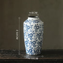 GobekUsa Blue White Porcelain Vase Hydroponic Ceramic Flower Pot Room Decor