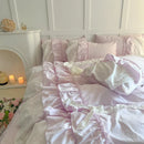 GobekUsa Korean Lace Ruffles Cotton Bedding Set - Sweet Girl Design