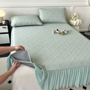 GobekUsa Ice Bean Jacquard Bed Skirt Set - 3 Piece, Summer Washed Mattress Mat