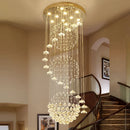 GobekUsa Crystal Hanging Loft Chandelier - Elegant Ceiling Lighting for Staircase and Room Decor