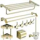 GobekUsa Gold Bathroom Hardware Set: Towel Rack, Shelf, Paper Holder, Towel Holder, Toilet Brush Holder
