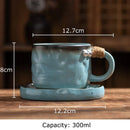 GobekUsa Coarse Pottery Cup & Saucer Set - Classical Mugs for Dining Table or Coffee
